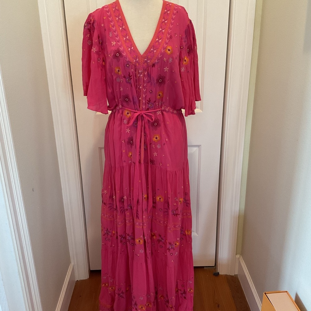 Hale Bob Dress Pink Floral Maxi Dress Size XL